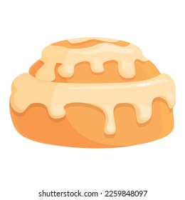 Baked cinnamon roll bun icon cartoon vector. Sugar menu. Coffee cuisine