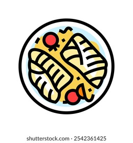 baked cod fish color icon vector. baked cod fish sign. isolated symbol illustration