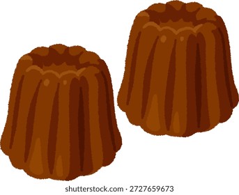 Os canelés são confeitarias feitas principalmente a partir de gemas de ovos, manteiga, leite, açúcar, rum e baunilha.