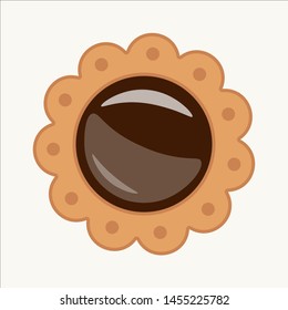 Baked cookie with chocolate glaze