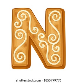 Backgebackener Keks in Form von Alphabet Letter N als Weihnachtsfeiertagsschlustration Vektorgrafik