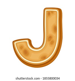 Baked Cookie in the Shape of Alphabet Letter J as Christmas Holiday Treat Vector Illustration