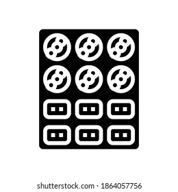 baked cookies on tray glyph icon vector. baked cookies on tray sign. isolated contour symbol black illustration