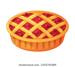 Pie de Cranberry al horno hecho a partir de masa pastelera con vectores de relleno de fruta dulce Ilustración