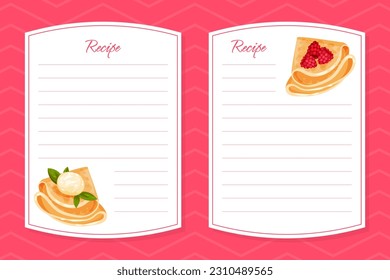 Baked Crepe or Pancake Food Recipe Card Design Vector Template