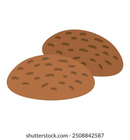 Pan de jengibre crujiente hecho a mano. Masa de chocolate para hornear. Ilustración acogedora de color simple. Vector de dibujos animados dibujado a mano aislado sobre fondo blanco