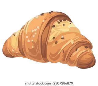 Baked croissant and baguette French gourmet isolated