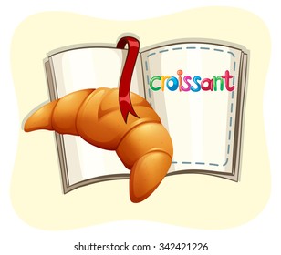 Baked croissant and a book illustration