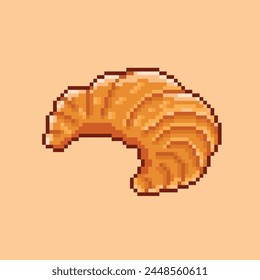 Baked croissant cake vector pixel art illustration