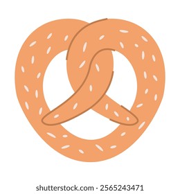 Baked crusty pretzel.Sweet pretzel.Pretzel christmas.Isolated on white background.Vector illustration.Snacks food.