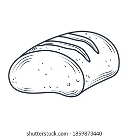 baked cutting bread icon sketch isolated on white vector illustration