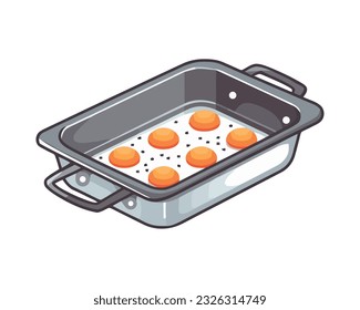 baked dessert cookies on tray icon isolated