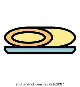 Baked dish icon outline vector. Brazilian food. Meat bahia color flat