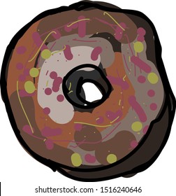 Baked donut, illustration, vector on white background.