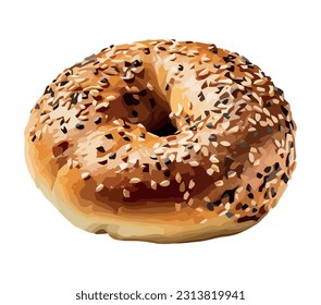 Baked donut, sugar sprinkle, sweet sprinkle icon isolated