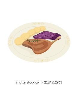 Baked duck with dumplings and red cabbage illustration 