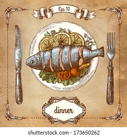 baked fish for dinner-illustration
