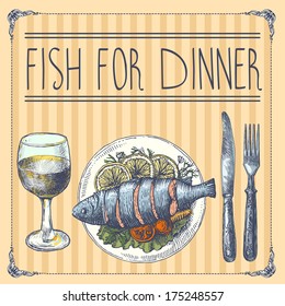 baked fish for dinner-illustration