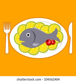 Baked fish on a plate
