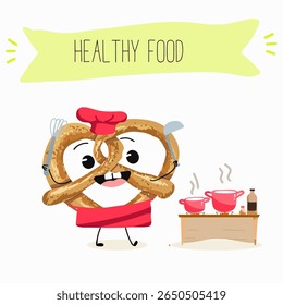  Caracteres engraçados de comida assada, ilustração vetorial desenhada à mão.
