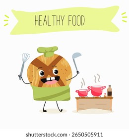  Caracteres engraçados de comida assada, ilustração vetorial desenhada à mão.