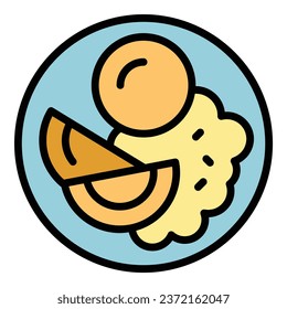 Baked food icon outline vector. Cooked meat. Bean bread color flat