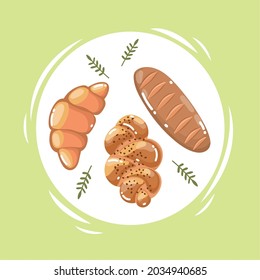 baked fresh breads and croissant