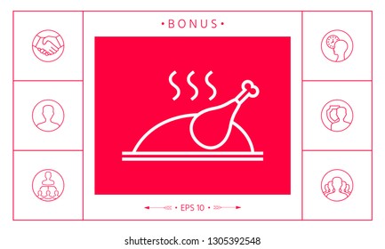 Baked, fried, roast, grilled chicken or turkey icon