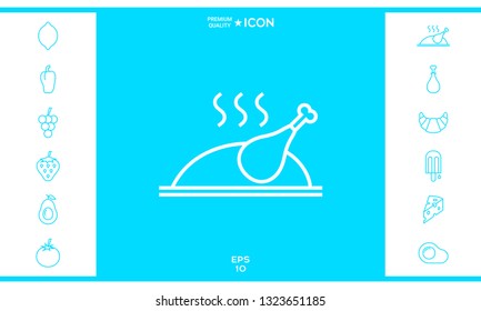 Baked, fried, roast, grilled chicken or turkey icon