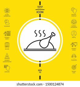 Baked, fried, roast, grilled chicken or turkey icon