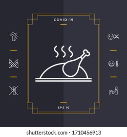 Baked, fried, roast, grilled chicken or turkey icon