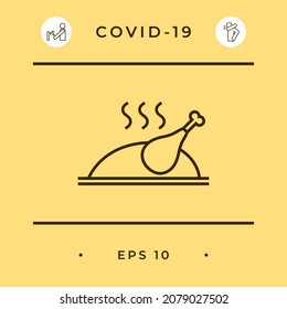 Baked, fried, roast, grilled chicken or turkey icon. Graphic elements for your design