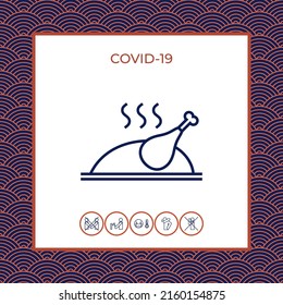Baked, fried, roast, grilled chicken or turkey icon. Graphic elements for your design