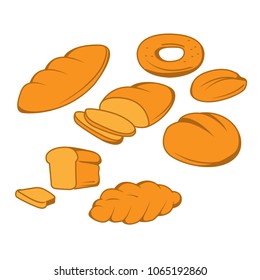 Baked goods - bread, buns and rolls with slices