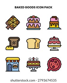 Baked Goods collection featuring Lineal Color icons for web and mobile.