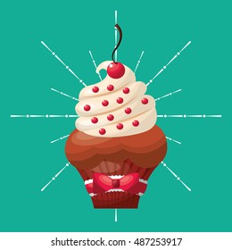 baked goods sweet cupcake vector illustration design