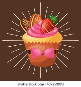 baked goods sweet cupcake vector illustration design