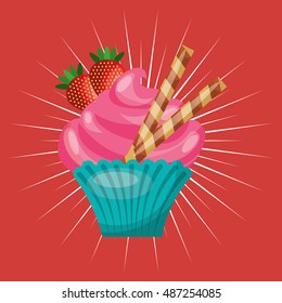 baked goods sweet cupcake vector illustration design