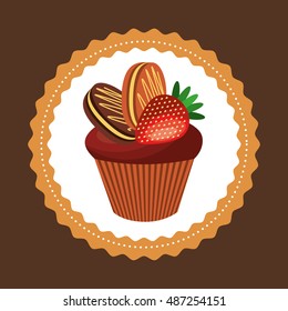 baked goods sweet cupcake vector illustration design