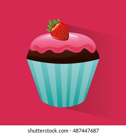 baked goods sweet cupcake vector illustration design