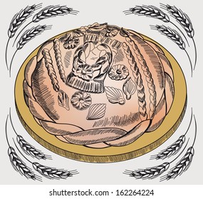 baked goods. vector sketch