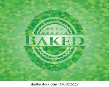 Baked green emblem. Mosaic background. Vector Illustration. Detailed.