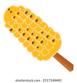 baked or grilled corn cobs on stick