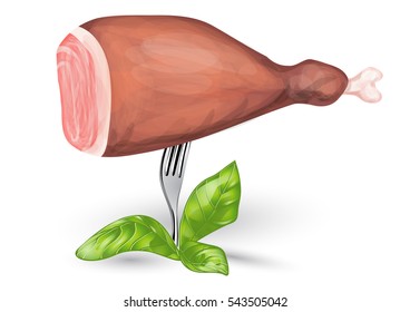 baked ham on fork