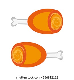 Baked ham on white background. vector illustration.