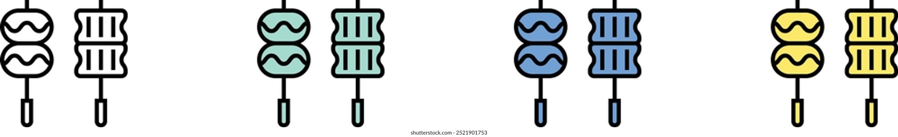 baked icon. Outline, Green, Blue and Yellow Style Design Isolated On White Background