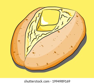 Baked Jacket Potato With Topping Butter, Food Menu, Dinner, Kitchen, Cooking Concept