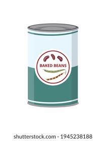 Baked kidney beans canned in tin can, tinned vegetables healthy food