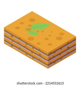 Baked lasagne icon isometric vector. Pasta food. Italian dish