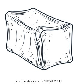 boceto del icono del pan de pan de hogaza en blanco aislado en la ilustración del vector blanco